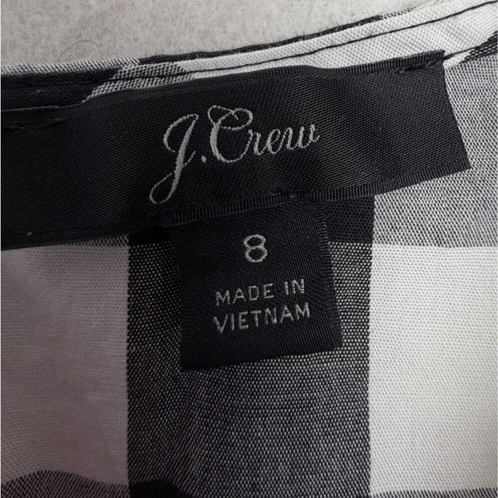J. Crew Puff Sleeve Blouse Top Gingham Black and White Size 8 Classic Cotton - Picture 2 of 9